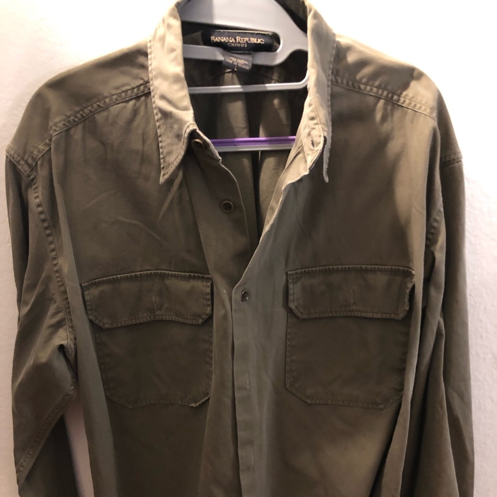 Banana republic button down army green chino